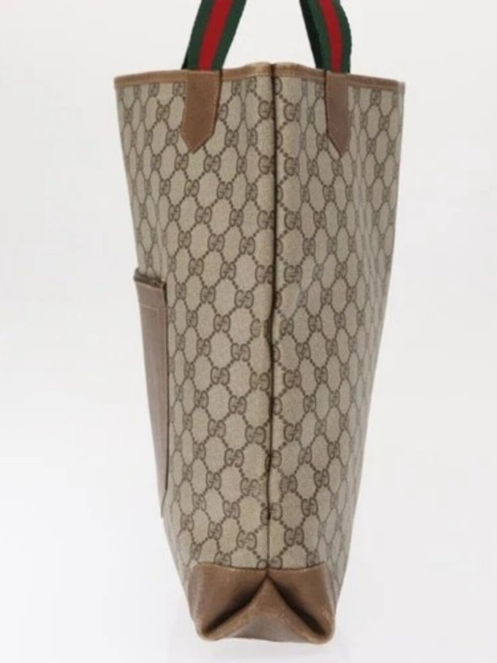 GUCCI GG Supreme Web Sherry Line Bag PVC Beige Gold Red 002 904 0222 Auth 166624 - Picture 4 of 15